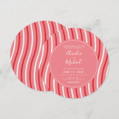 Kerstmis Peppermint Stripes Pink Red Wedding Kaart (Voorkant / Achterkant)