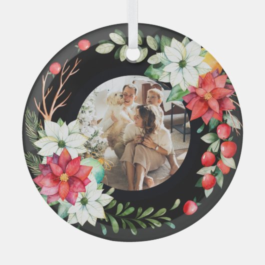 Kerstmis - persoonlijk Lijst met Wreatfoto's Glas Ornament (Voorkant)