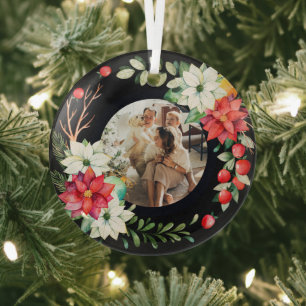 Kerstmis - persoonlijk Lijst met Wreatfoto's Glas Ornament