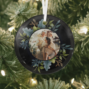 Kerstmis - persoonlijk Lijst met Wreatfoto's Glas Ornament