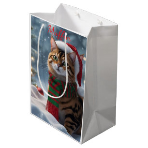 Kerstmis Persoonlijke Cute Santa Paws Bengaalse Ka Medium Cadeauzakje