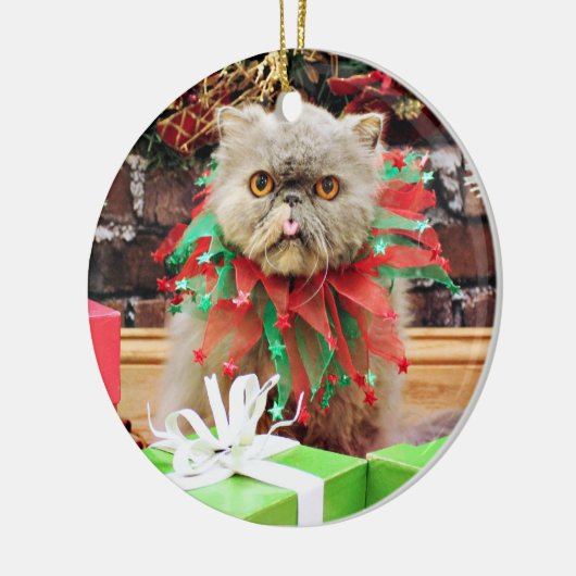 Kerstmis - Perzische kat - Frannie Keramisch Ornament (Links)