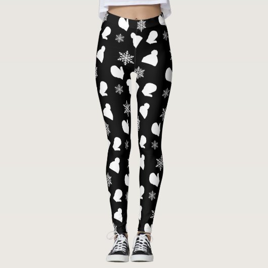 Kerstmis, Pet van de winter, witte sneeuwvlokken Leggings (Voorkant)