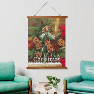 Kerstmis piano hangend wandkleed