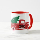 Kerstmis pick-up en boommonogram mok (Voorkant rechts)