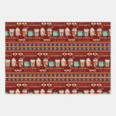 Kerstmis Pickleball | Retro Hot Coco Lelijke trui Inpakpapier Vel (Voorkant 2)