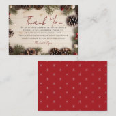 Kerstmis Pinecone Bessen Hout Dank u Informatiekaartje (Voorkant / Achterkant)