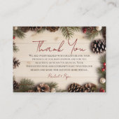 Kerstmis Pinecone Bessen Hout Dank u Informatiekaartje (Voorkant)