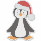 Kerstmis Pinguïn, Baby Pinguïn, Santa Hoed Sticker (Voorkant)
