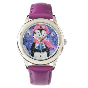 Kerstmis Pinguïn met Gift Watch Horloge
