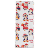 Kerstmis Pinguïn naam Wijn Cadeautas (Voorkant)