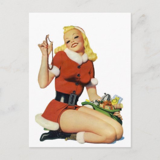 Kerstmis Pinup Feestdagenkaart (Voorkant)
