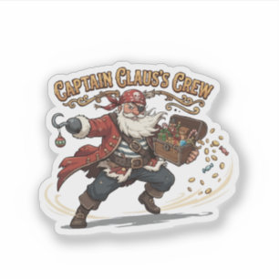 Kerstmis Piratenbemanning van Kapitein Claus Sticker