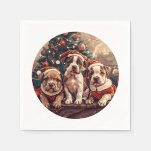 Kerstmis Pit Bull Puppy Honden Servet