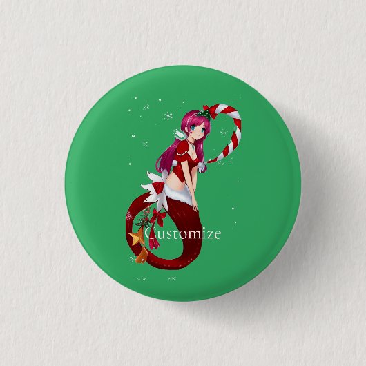 Kerstmis Pixie Zeemeermin Thunder_Cove Ronde Button 3,2 Cm (Voorkant)
