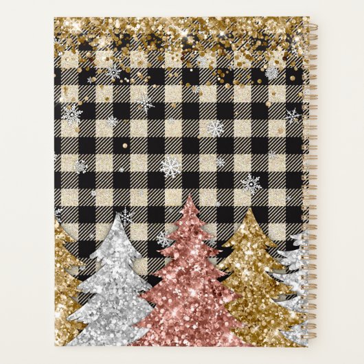 Kerstmis plaid en glitter naam planner (Achterkant)