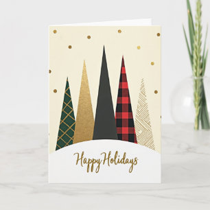 Kerstmis Plaid Gouden Bomen Kaart