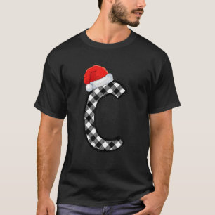 Kerstmis Plaid Hoofdletter C Santa Monogram Kerstm T-shirt