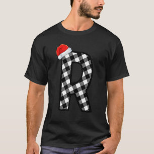 Kerstmis Plaid Hoofdletter R Santa Monogram Kerstm T-shirt