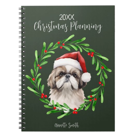 Kerstmis Planning Dog Shih Tzu fokken pup Notitieboek (Voorkant)