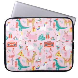 Kerstmis plezier: Dierlijk naadloos patroon. Laptop Sleeve