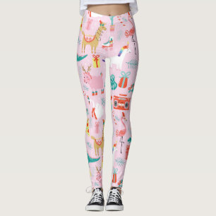 Kerstmis plezier: Dierlijk naadloos patroon. Leggings