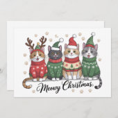 Kerstmis poes Cute katten met kerstman hoed Feestdagenkaart (Voorkant / Achterkant)
