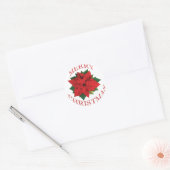 Kerstmis Poinsetta Ronde Sticker (Envelop)