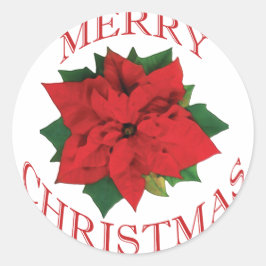 Kerstmis Poinsetta Ronde Sticker