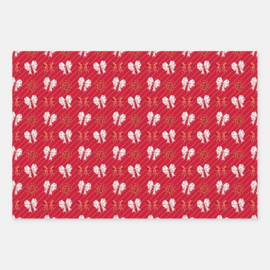 Kerstmis, Poinsettia Bow Candy Cane Candle Red Inpakpapier Vel (Voorkant 3)