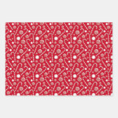 Kerstmis, Poinsettia Bow Candy Cane Candle Red Inpakpapier Vel (Voorkant 2)