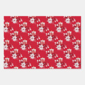 Kerstmis, Poinsettia Bow Candy Cane Candle Red Inpakpapier Vel (Voorkant)