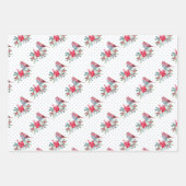 Kerstmis Poinsettia en kardinaal Rood Inpakpapier Vel (Voorkant)