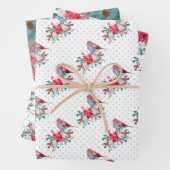 Kerstmis Poinsettia en kardinaal Rood Inpakpapier Vel (In situ)