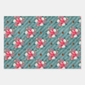 Kerstmis Poinsettia en kardinaal Rood Inpakpapier Vel (Voorkant 3)