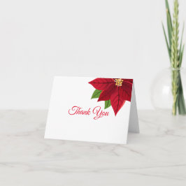 Kerstmis Poinsettia Gevouwen Dank je wel Bedankkaart