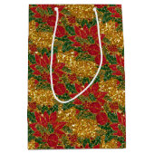 Kerstmis, Poinsettia-GIFT, Gold-M Medium Cadeauzakje (Voorkant)