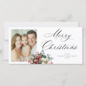 Kerstmis Poinsettia Kerststuk Feestdagenkaart (Voorkant)