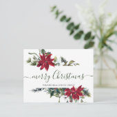 Kerstmis Poinsettia Mistletoe Corporate Groet Feestdagenkaart (Staand voorkant)