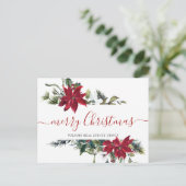 Kerstmis Poinsettia Mistletoe Corporate Groet Feestdagenkaart (Staand voorkant)