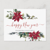 Kerstmis Poinsettia Mistletoe Corporate Groet Feestdagenkaart (Voorkant)