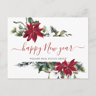 Kerstmis Poinsettia Mistletoe Corporate Groet Feestdagenkaart