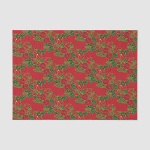 Kerstmis, Poinsettia-TISSUE WRAP PAPIER, rood Tissuepapier