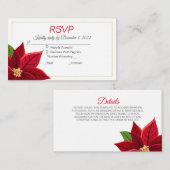 Kerstmis Poinsettia Wedding RSVP en Informatiekaartje (Voorkant / Achterkant)