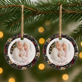 Kerstmis Poinsettia's 2-zijdig ornament