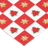 Kerstmis: Poinsettias en sterren op rood en wit Tafelkleed (Gekanteld)