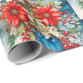 Kerstmis Poinsettias Naar Mam En Papa Aangepaste T Cadeaupapier (Rol Hoek)