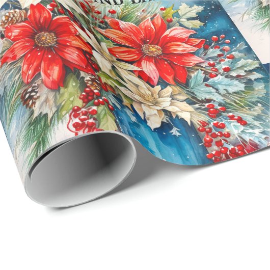 Kerstmis Poinsettias Naar Mam En Papa Aangepaste T Cadeaupapier (Rol Hoek)