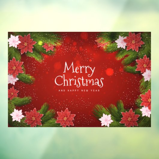 Kerstmis Poinsettias Raamsticker (Vel 3)