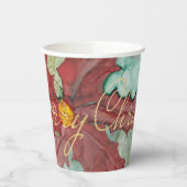 Kerstmis Pointsetta Papieren Bekers (Links)